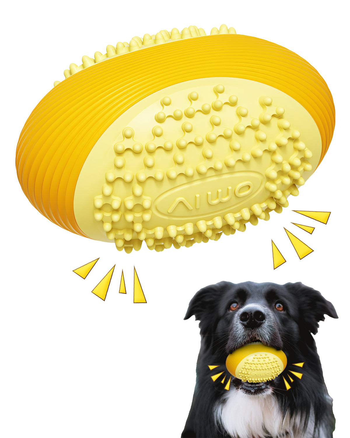 Olive Squeaky Dog Chew Ball – Durable Dental Toy for Aggressive Chewers