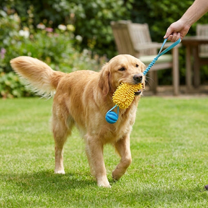 Juguete de tira y afloja para perros, juguete interactivo para masticar, divertido y para limpiar los dientes, suave peluche con textura nudosa y pelota de goma, cuerda para entrenar perros pequeños, medianos y grandes. 