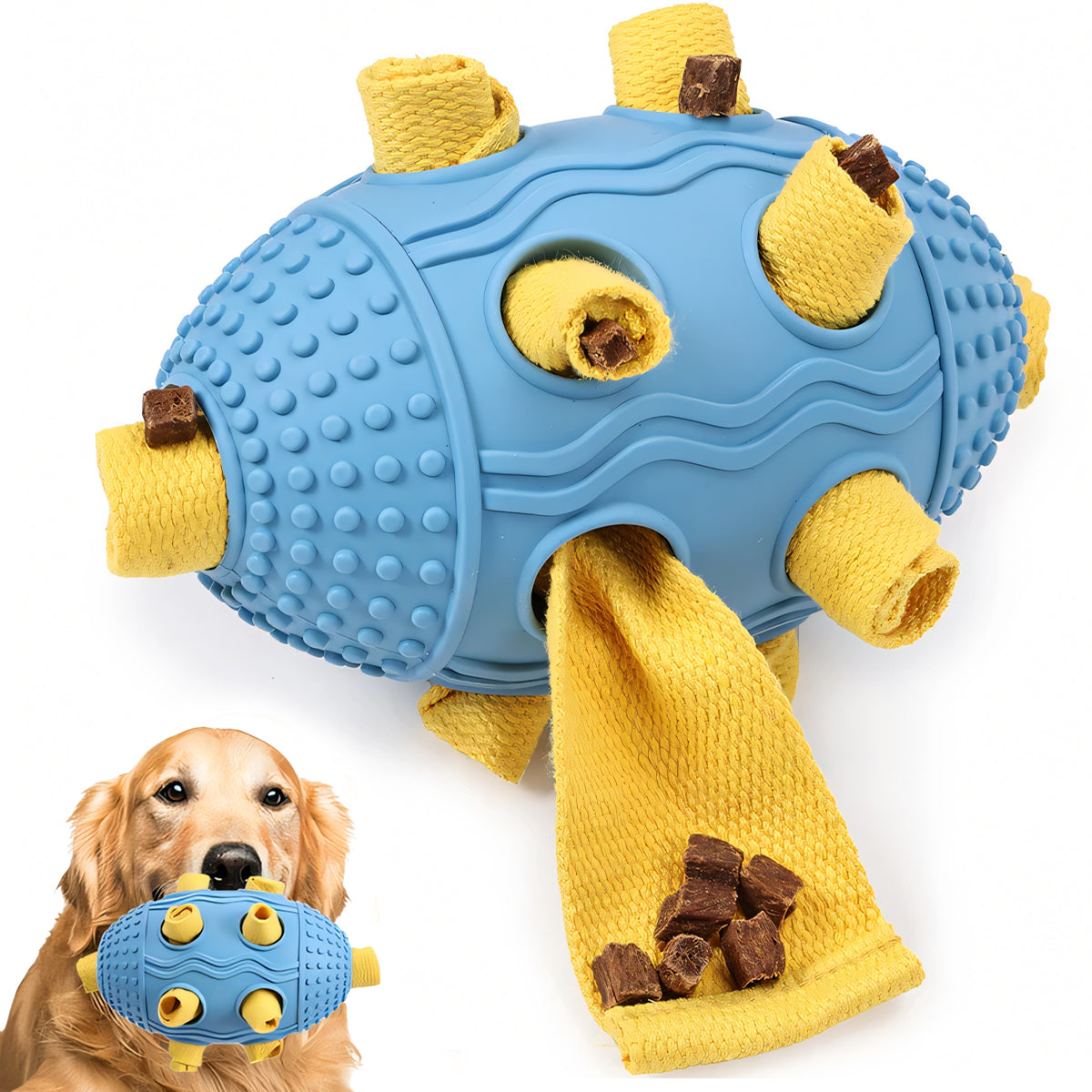 Interactive Dog Treat Dispenser Toy – Natural Rubber Soccer Design