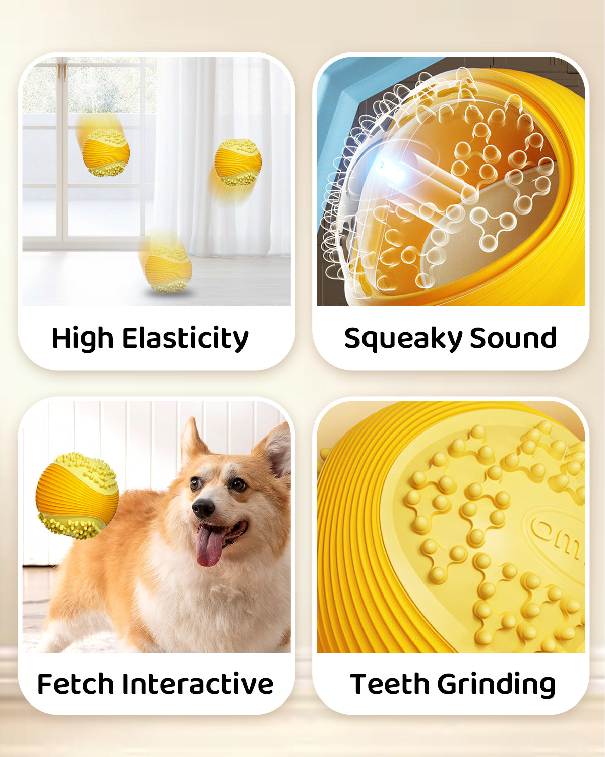 Dog Squeaky Chew Ball – Durable Dental Toy for Aggressive Chewers