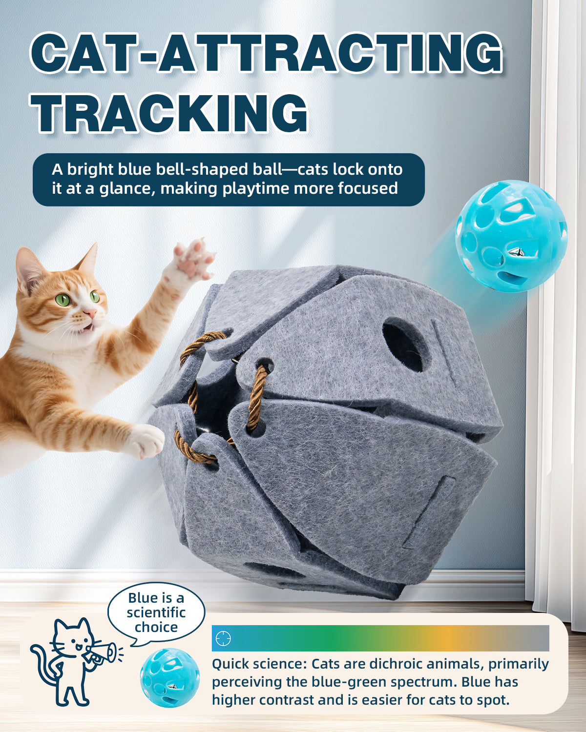 Interactive Cat Puzzle Ball – Foldable Felt Toy with Bell