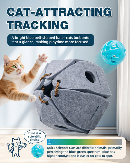 Interactive Cat Puzzle Ball – Foldable Felt Toy with Bell