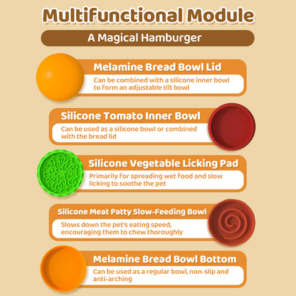 5-in-1 Multifunctional Pet Bowl – Slow Feeder, Licking Mat & Water Bowl