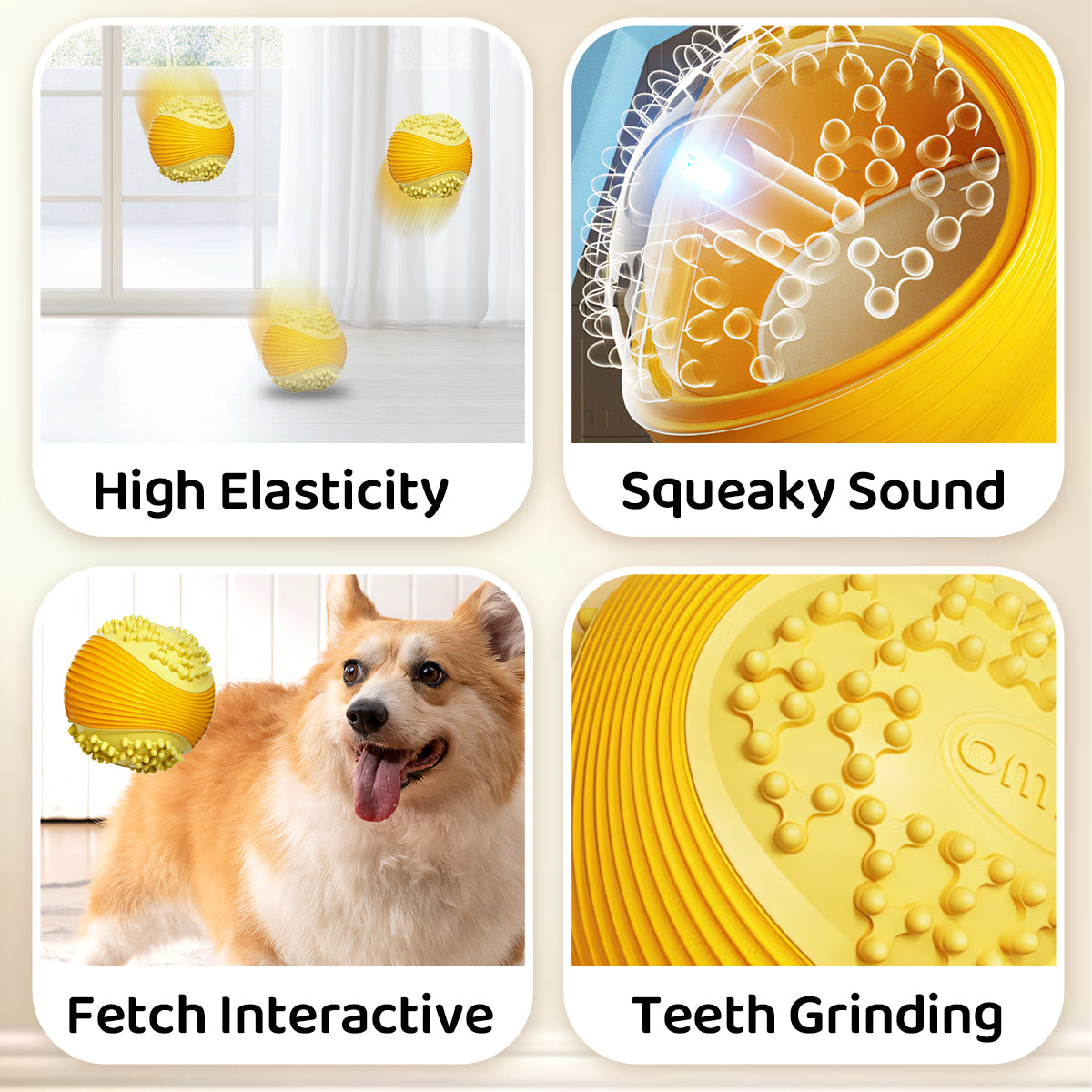 Pelota masticable chirriante para perros agresivos, TPR de grado alimenticio, diseño indestructible, juguete de limpieza dental, pelota antiasfixia para perros pequeños, medianos y grandes, juego interactivo de larga duración. 