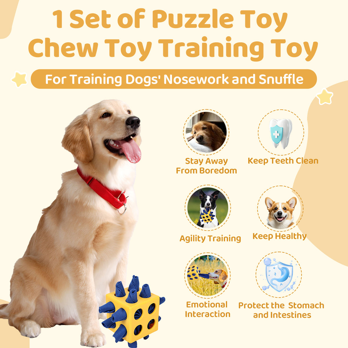 Interactive Dog Snuffle Cube – Puzzle Toy for Foraging & Slow Feeding