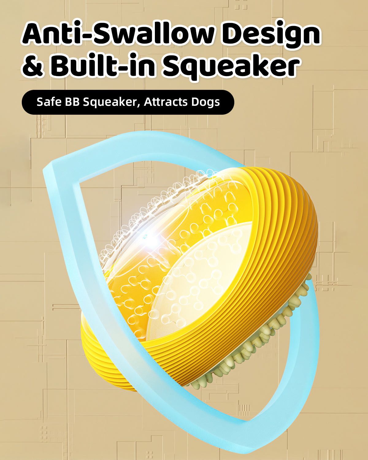 Olive Squeaky Dog Chew Ball – Durable Dental Toy for Aggressive Chewers