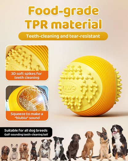 Dog Squeaky Chew Ball – Durable Dental Toy for Aggressive Chewers