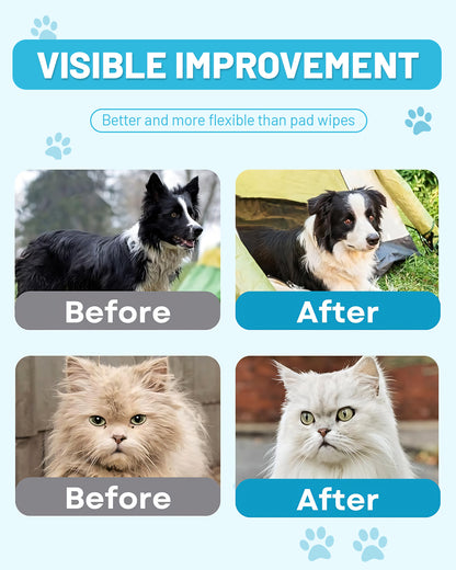 Reinigungstücher für Haustiere: Extra dicke, pflegende Einweg-Pflegetücher für Hunde und Katzen, ideal für die tägliche Pflege und auf Reisen. Kein Abspülen erforderlich. Hypoallergen, unparfümiert. 6 Stück pro Packung. 