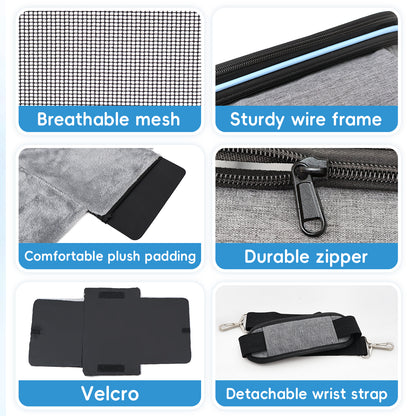 Erweiterbare Reisetasche für Haustiere, kratzfestes, atmungsaktives Netzgewebe, Crossbody- und Tragetasche, strapazierfähig und geräumig, Transportbox mit Sichtfenstern, leicht zu reinigendes Material, herausnehmbares weiches Polster und Schultergurt