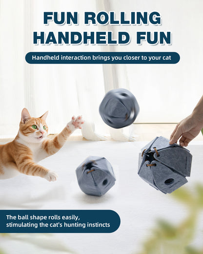 Interactive Cat Puzzle Ball – Foldable Felt Toy with Bell