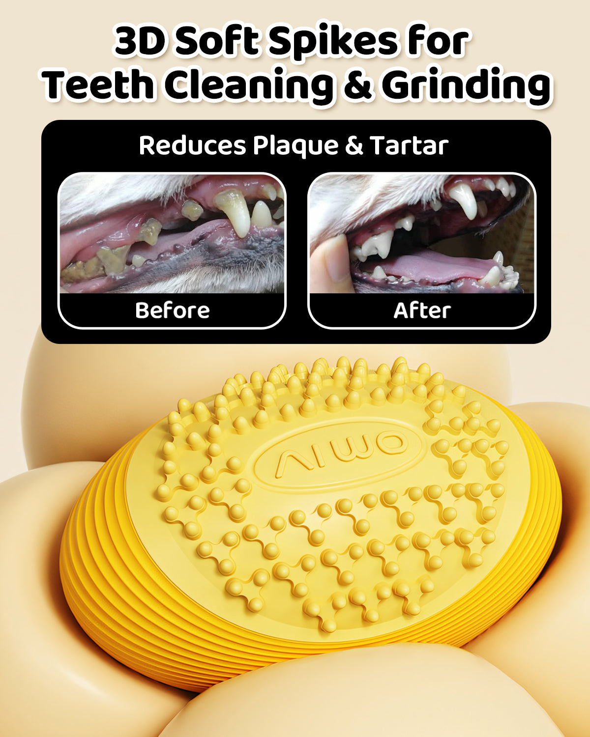 Olive Squeaky Dog Chew Ball – Durable Dental Toy for Aggressive Chewers