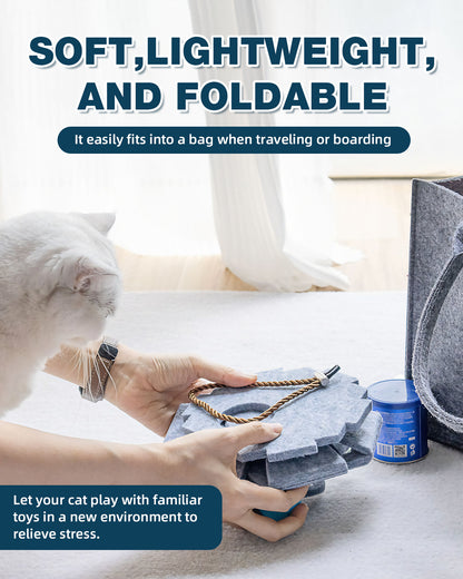 Interactive Cat Puzzle Ball – Foldable Felt Toy with Bell