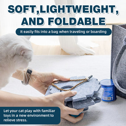 Juguete interactivo con forma de pelota y cascabel para gatos: juguete plegable de fieltro para enriquecer el mundo de los gatos de interior y adultos. Caza, salta y entretiene a los gatos aburridos, gris. 