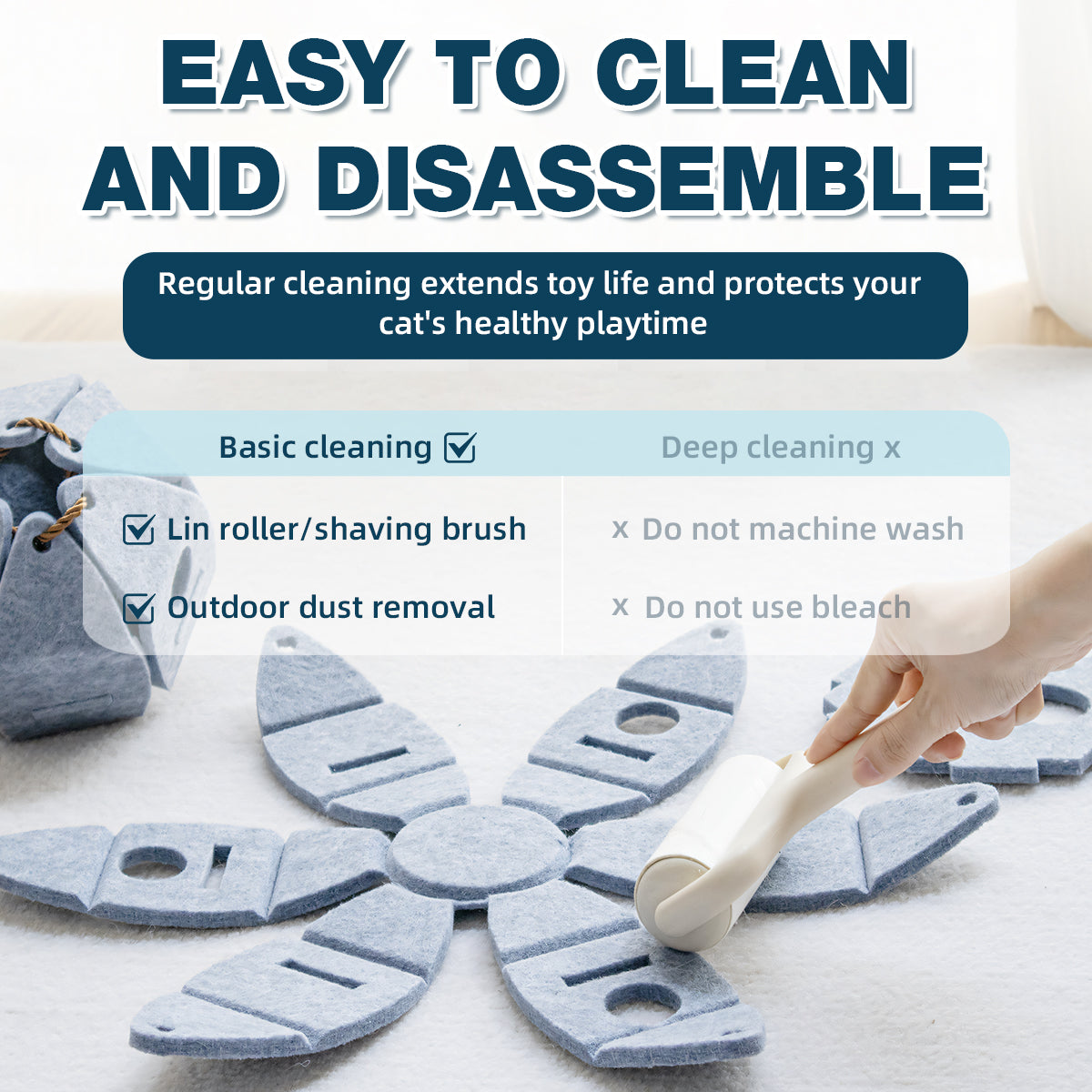 Juguete interactivo con forma de pelota y cascabel para gatos: juguete plegable de fieltro para enriquecer el mundo de los gatos de interior y adultos. Caza, salta y entretiene a los gatos aburridos, gris. 