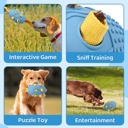 Interactive Dog Treat Dispenser Toy – Natural Rubber Soccer Design