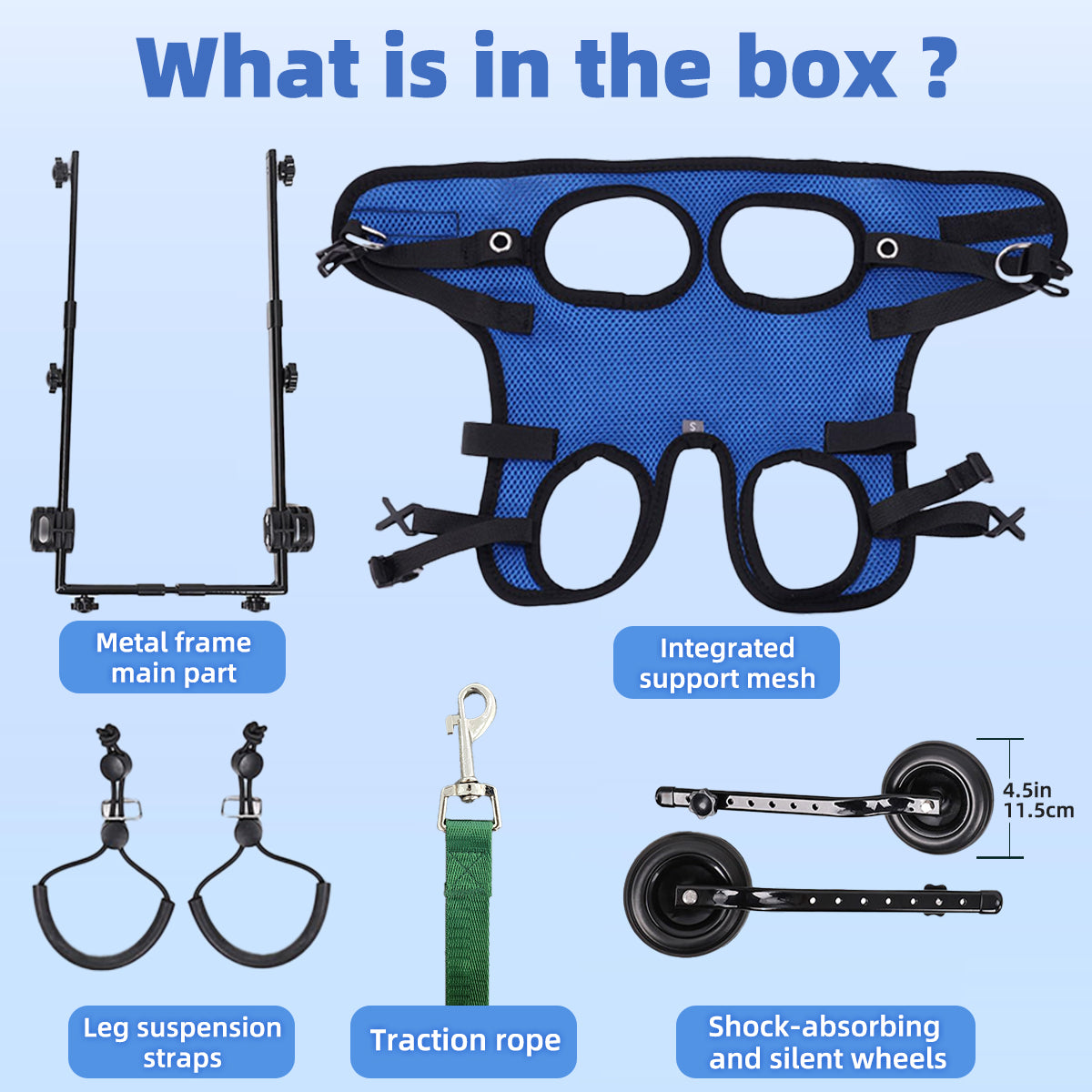 Dog Wheelchair for Hind Legs – Lightweight & Adjustable (XS)