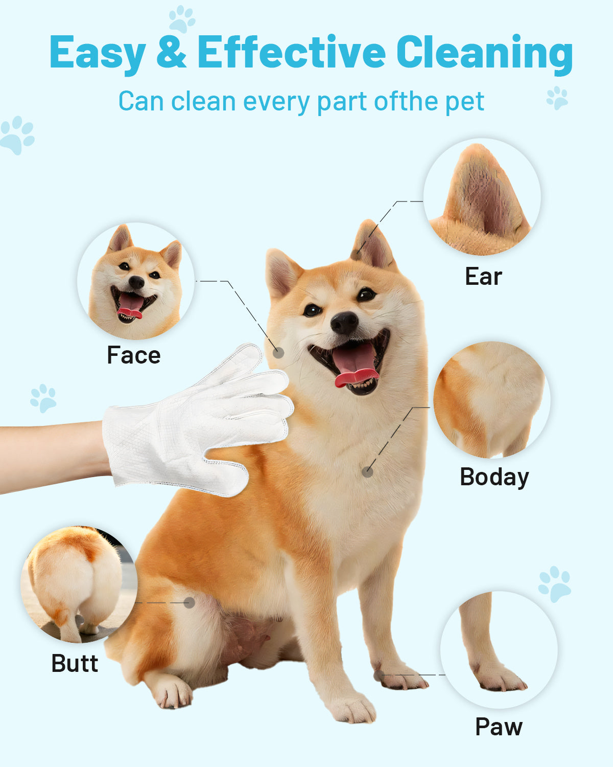 Reinigungstücher für Haustiere: Extra dicke, pflegende Einweg-Pflegetücher für Hunde und Katzen, ideal für die tägliche Pflege und auf Reisen. Kein Abspülen erforderlich. Hypoallergen, unparfümiert. 6 Stück pro Packung. 