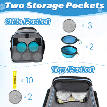 Erweiterbare Reisetasche für Haustiere, kratzfestes, atmungsaktives Netzgewebe, Crossbody- und Tragetasche, strapazierfähig und geräumig, Transportbox mit Sichtfenstern, leicht zu reinigendes Material, herausnehmbares weiches Polster und Schultergurt