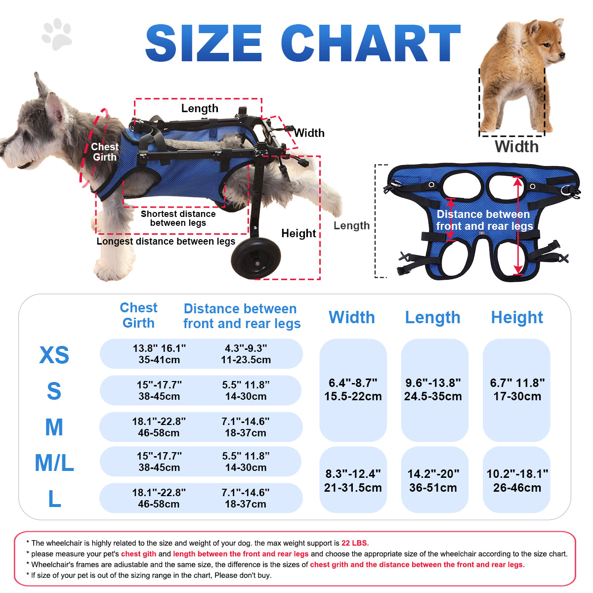 Dog Wheelchair for Hind Legs – Lightweight & Adjustable (XS)