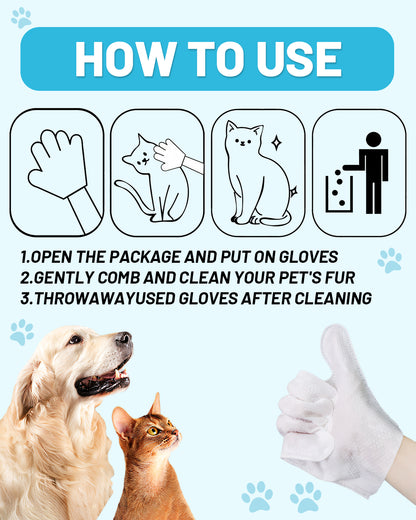 Reinigungstücher für Haustiere: Extra dicke, pflegende Einweg-Pflegetücher für Hunde und Katzen, ideal für die tägliche Pflege und auf Reisen. Kein Abspülen erforderlich. Hypoallergen, unparfümiert. 6 Stück pro Packung. 