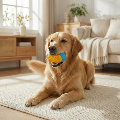 Olive Squeaky Dog Chew Ball – Durable Dental Toy for Aggressive Chewers