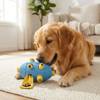 Interactive Dog Treat Dispenser Toy – Natural Rubber Soccer Design